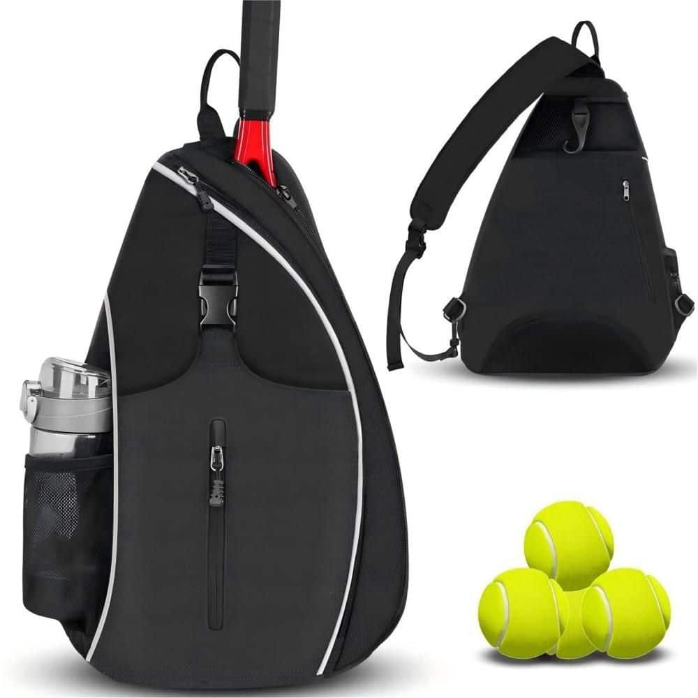 Large Tennis Sling Backpack, 19.3 in. Black Crossbody Sport Luggage with Anti-Theft Pocket, Mesh Back Pad for Tennis price history on PriceWatchPro