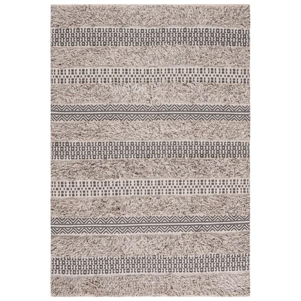 SAFAVIEH Natura Gray/Ivory 4 ft. x 6 ft. Abstract Native American Area Rug