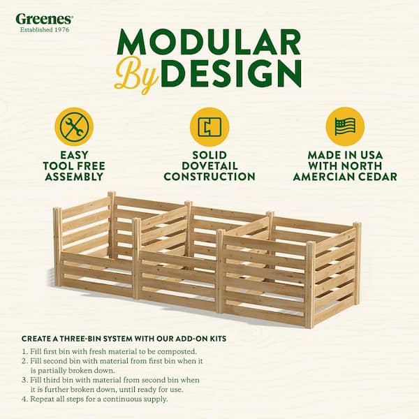 Greenes Fence - Greenes 309.17 Gal. Cedar Wood Stationary Composter