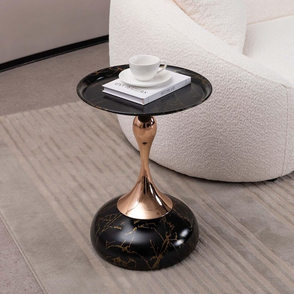 Unbranded 15.7 in. Black Round Metal Mermaid Tail End Table Small Sofa Side Table Small Coffee Table
