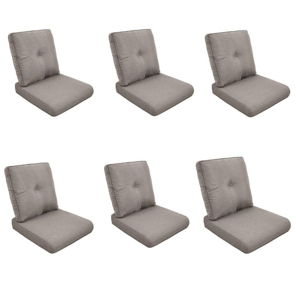 Modern 22 in. x 25 in. 12-Piece Deep Seating Outdoor Lounge Chair Cushion Set in Gray with Center Button (6-Set)