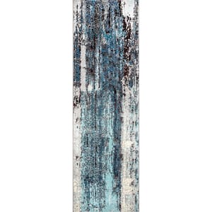 Haydee Blue 2 ft. 6 in. x 6 ft. Abstract Indoor Runner Rug