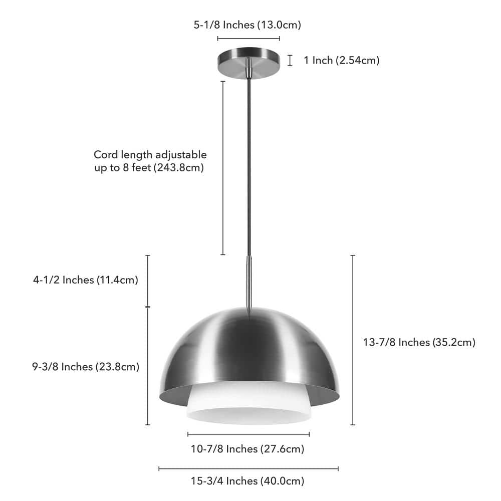 Octavia Brushed Nickel Adjustable Pendant with White Frosted Glass