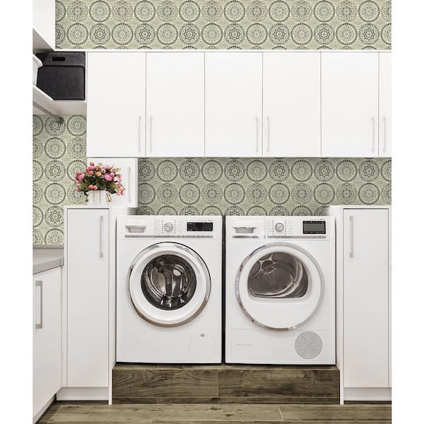 Color Wheel Silver Tile Vinyl Peel and Stick Wallpaper Roll ( Covers 30.75 sq. ft. )