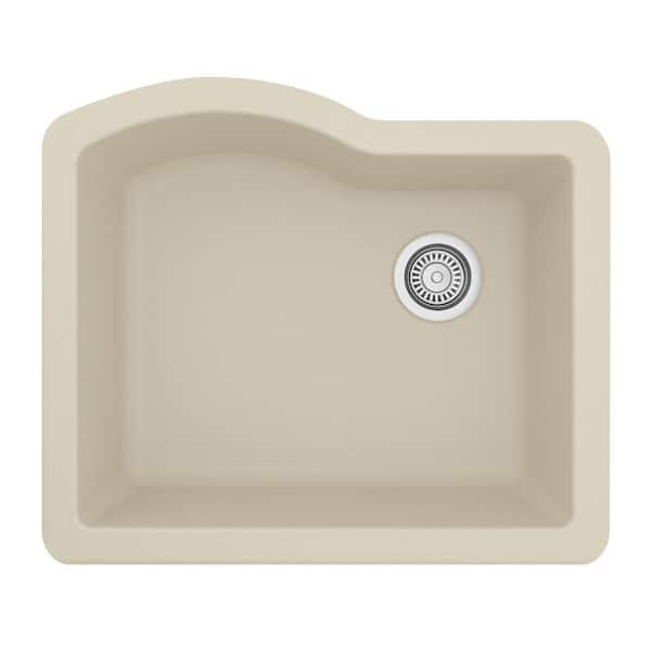 Undermount Quartz/Granite Composite 24 in. Single Bowl Kitchen Sink in Bisque
