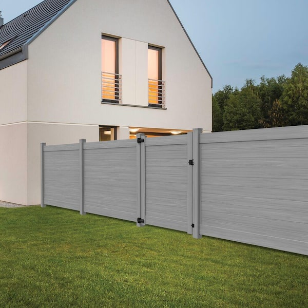 Horizontal Fence 6 ft. x 4 6 in. Coastal Cedar Vinyl Privacy Fence Gate with DSP Top