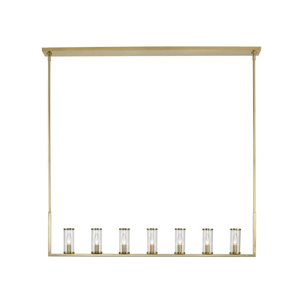 Revolve 47'' Polished Nickel & Glass Linear Island Pendant