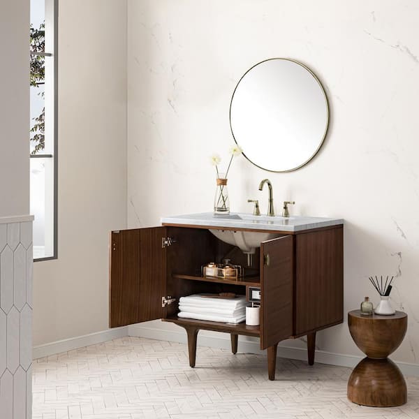 black walnut wood vanity table with mirror, Elegant Shape Design