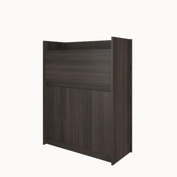Nexera Chrono 36 in. Rectangular Ebony Wood Secretary Desk with Drop-Down Desktop and 2-Doors