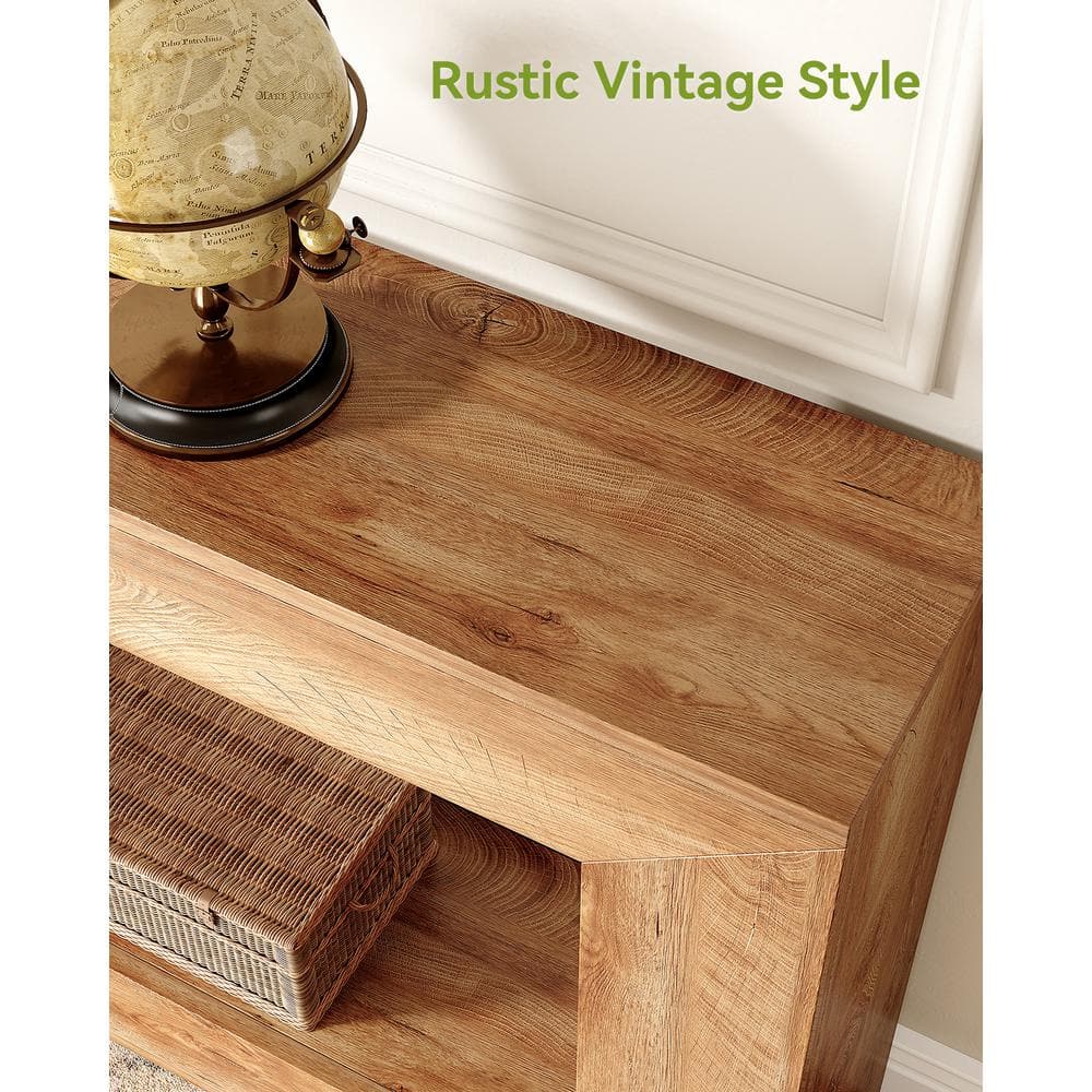 Rustic Wood Grain 47" Console Table with Storage