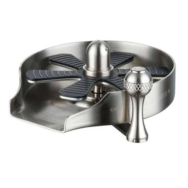 Boyel Living 5 in. Stainless Steel Glass Rinser with Hot and Cold Water Supply Hoses, T-shaped 3 way Connectors in Brushed Nickel