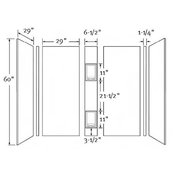 30 in. x 60 in. x 60 in. Solid Surface 5-piece Easy Up Adhesive Alcove Tub Surround in Tahiti White