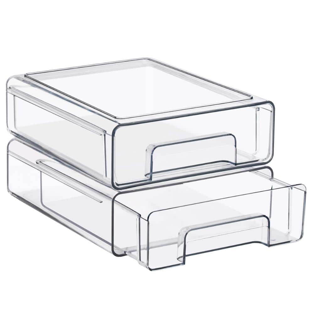 Acrylic Flat Stackable Makeup Storage Container Organizer with Pull-Out Drawers, Clear, Set of 2 price history on PriceWatchPro