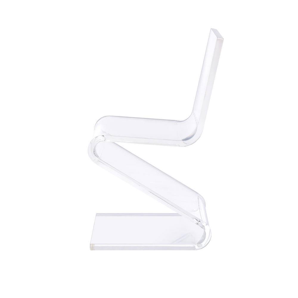 Clear Acrylic Z-Shaped Modern Side Chair