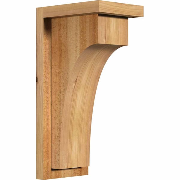 Ekena Millwork 6 in. x 8 in. x 16 in. Huntington Rough Sawn Western Red Cedar Corbel with Backplate