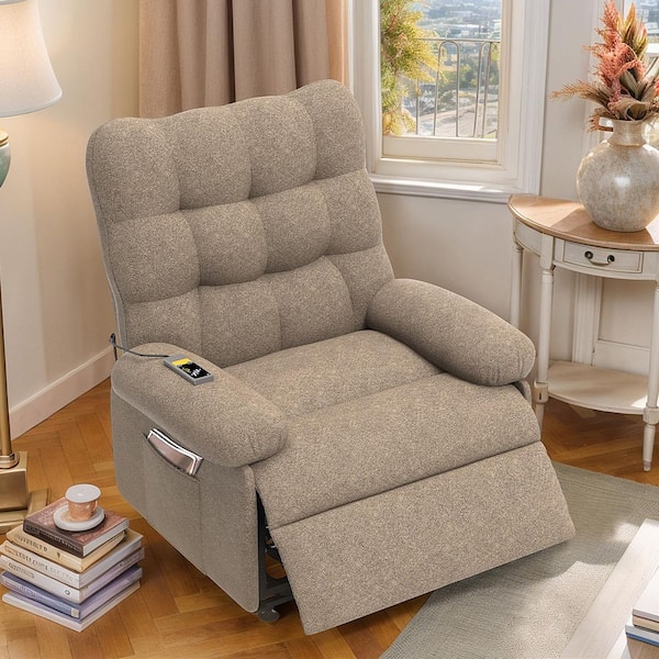 Modern Ergonomic 2 Motor Coffee Fabric 23 in. W Seat Electric Recliner Chair with Independent Backrest and Footrest