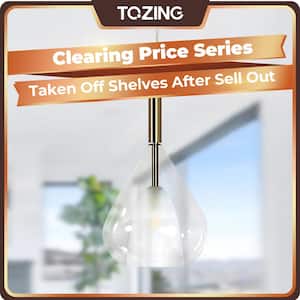 10 in. 1-Light Gold Modern Cottage Clear Glass Shade Teardrop Dome Hanging Pendant Light Fixture for Kitchen Island