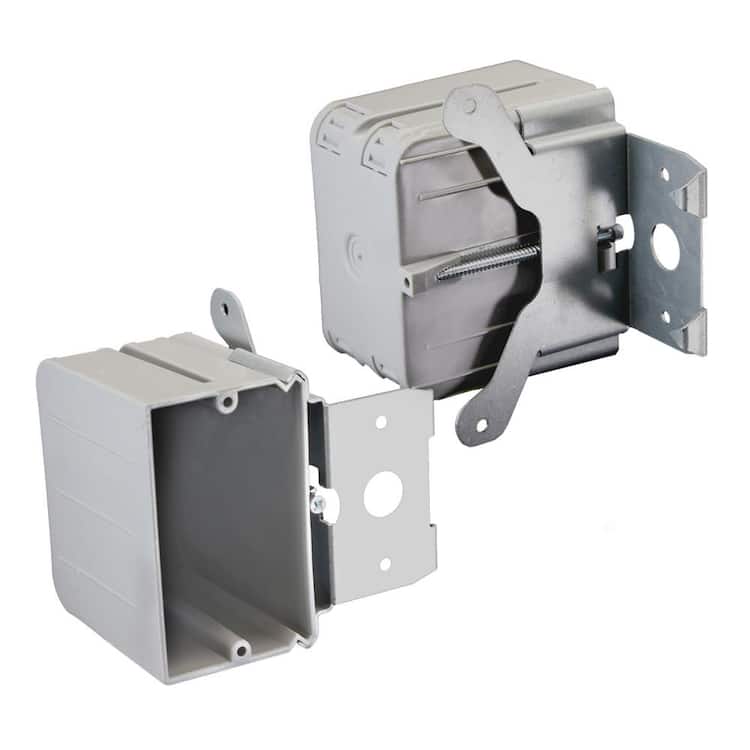 Cantex New Work and Retrofit 1-Gang 21 cu. in. Electrical Outlet Box and Switch Box with Adjustable Bracket, Gray