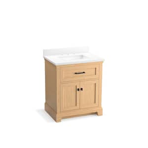 Charlemont 30 in. W x 22in. D x 36 in. H Single Sink Bath Vanity in Light Oak with Pure White Quartz Top and Backsplash