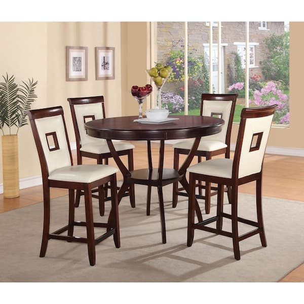 Acme Furniture Oswell 25 in. Cherry High Back Wood Bar Stool with Wood Seat 2 (Set of Included)