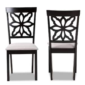 Samwell Grey and Dark Brown Fabric Dining Chair (Set of 2)
