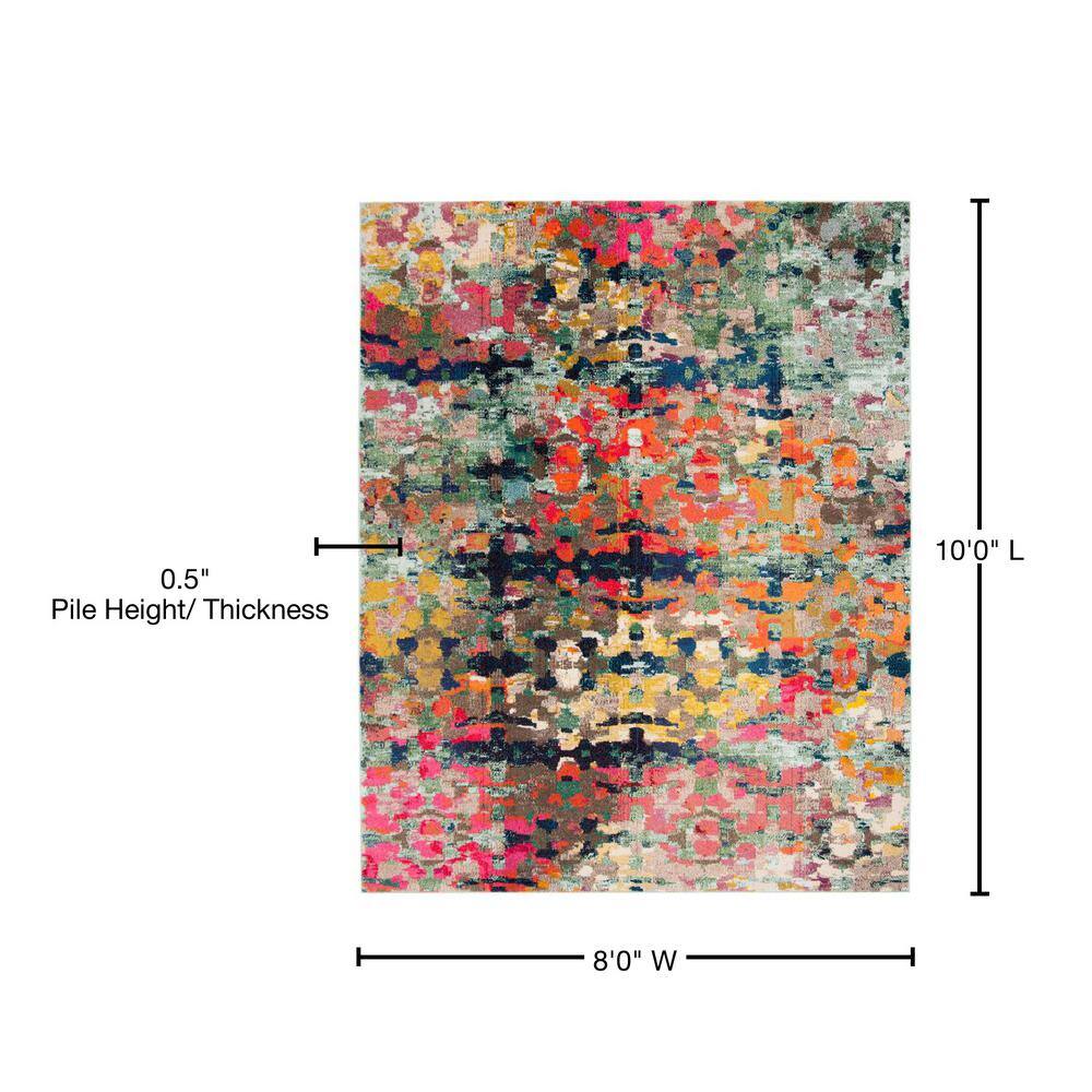 Colorful Abstract Synthetic Low Pile Area Rug