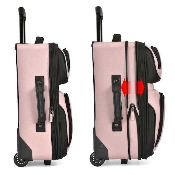 U.S. Traveler Rio Rugged Fabric Expandable Carry-On Luggage Set Pink