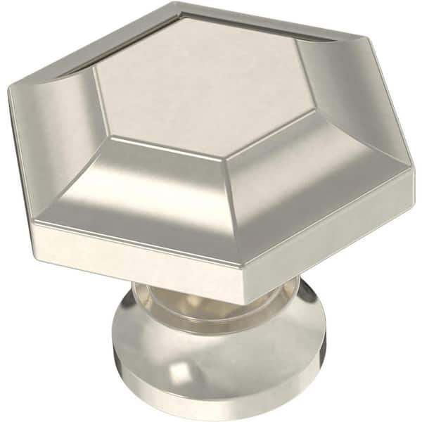 Home Decorators Collection Faceted 1-3/16 in. (30 mm) Polished Nickel Metal Cabinet Knob