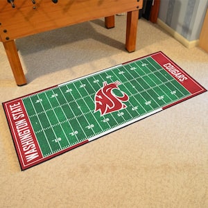 Washington State Cougars Green 2.5 ft. x 6 ft. Field Runner Area Rug
