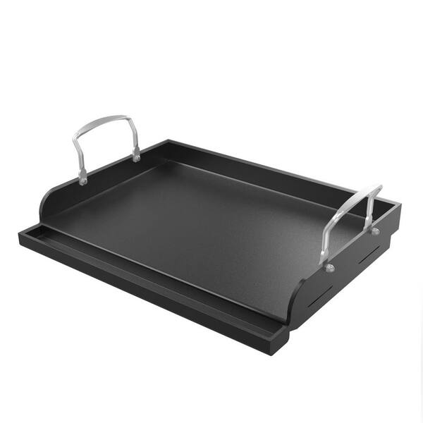 17 in. x 13 in. Silver Metal Nonstick Universal Fit Griddle with High Sidewalls Ventilated Design, Griddle for Gas Grill