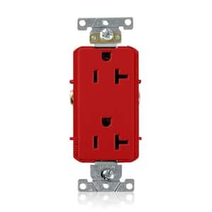 Decora Plus 20 Amp Commercial Grade Self Grounding Duplex Outlet, Red