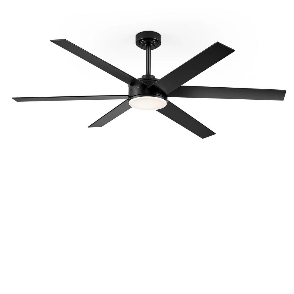 HINNIXY 60 in. Outdoor/Indoor Black and Walnut 6 Blades Large Ceiling Fan with Lights and Remote