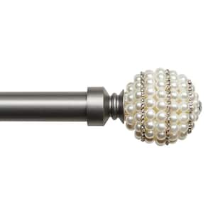 Diana 66 in.-120 in. Adjustable Length Single Curtain Rod Kit in Gunmetal with Faux Pearl and Rhinestone Finial