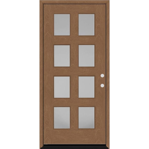Regency 42 in. x 80 in. 8L Modern Clear Glass LHIS Autumn Wheat Stained Fiberglass Prehung Front Door w/4 in. Jamb