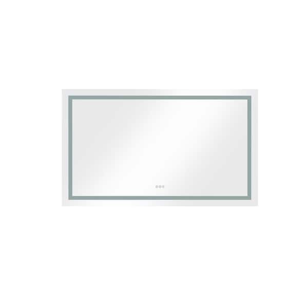 Polibi 72 in. W x 30 in. H Rectangular Frameless Wall Mounted LED Light Bathroom Vanity Mirror with 3 Color Lights