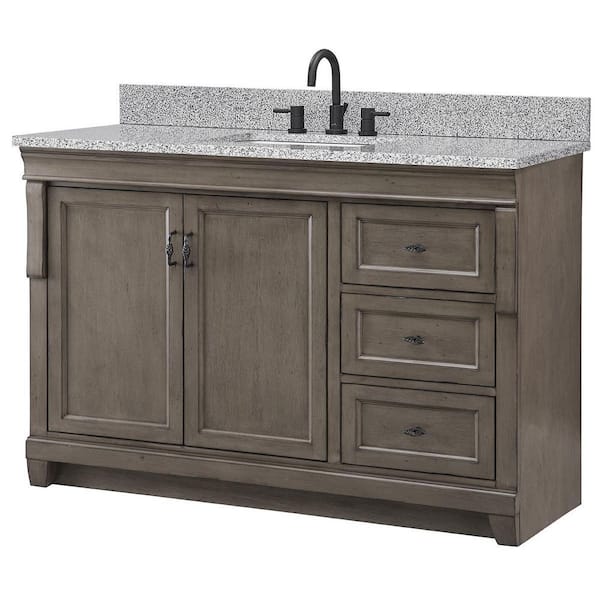 Home Decorators Collection Naples 49 in. Single Sink Distressed Gray Bath Vanity with Napoli Granite Top (Assembled)