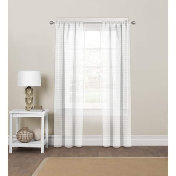 Rod Pocket Sheer Curtain Panel, 84 White Sheer Curtain Panel