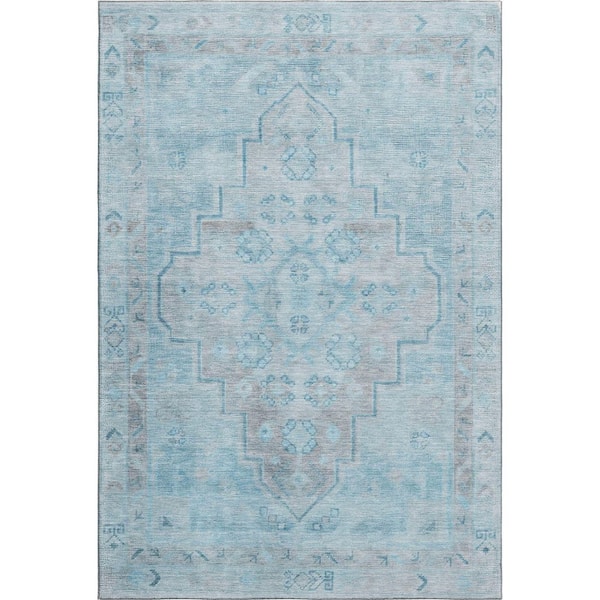 Mayfield Premium Machine Washable Abstract AMF1918 Sky 3 ft. x 4 ft. Area Rug