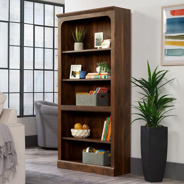 Select 73.11 in. Tall Grand Walnut Finish Particle Board 4-Shelf Bookcase