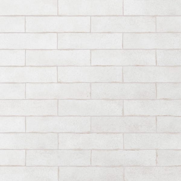 Merola Tile Crackle White 2-7/8 in. x 11-7/8 in. Ceramic Wall Tile (5.28 sq. ft./Case)