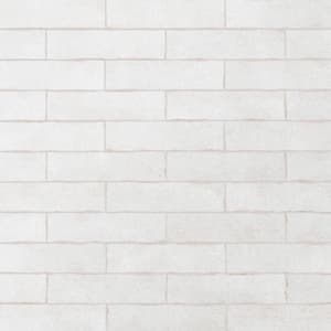 Crackle White 2-7/8 in. x 11-7/8 in. Ceramic Wall Take Home Tile Sample