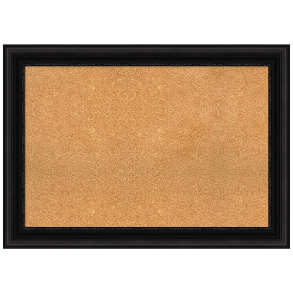 Amanti Art Parlor Black 41.62 in. x 29.62 in. Framed Corkboard Memo Board