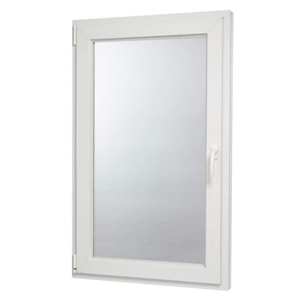 30 in. x 48 in. White Left-Hand Double-Pane Insulated Glass Hinged Vinyl Tilt and Turn Inswing Window with Screen