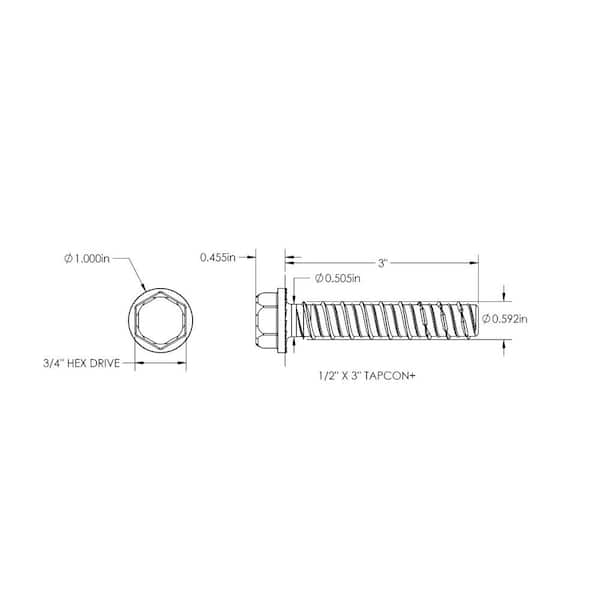 1/2 in. x 3 in. Hex-Washer-Head Large Diameter Concrete Anchors (2-Pack)