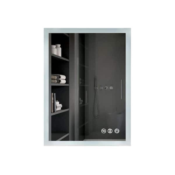 Xspracer Foyil 24 in. W x 36 in. H Large Rectangular Frameless Anti-Fog High Lumen Wall Mounted Bathroom Vanity Mirror in Silver