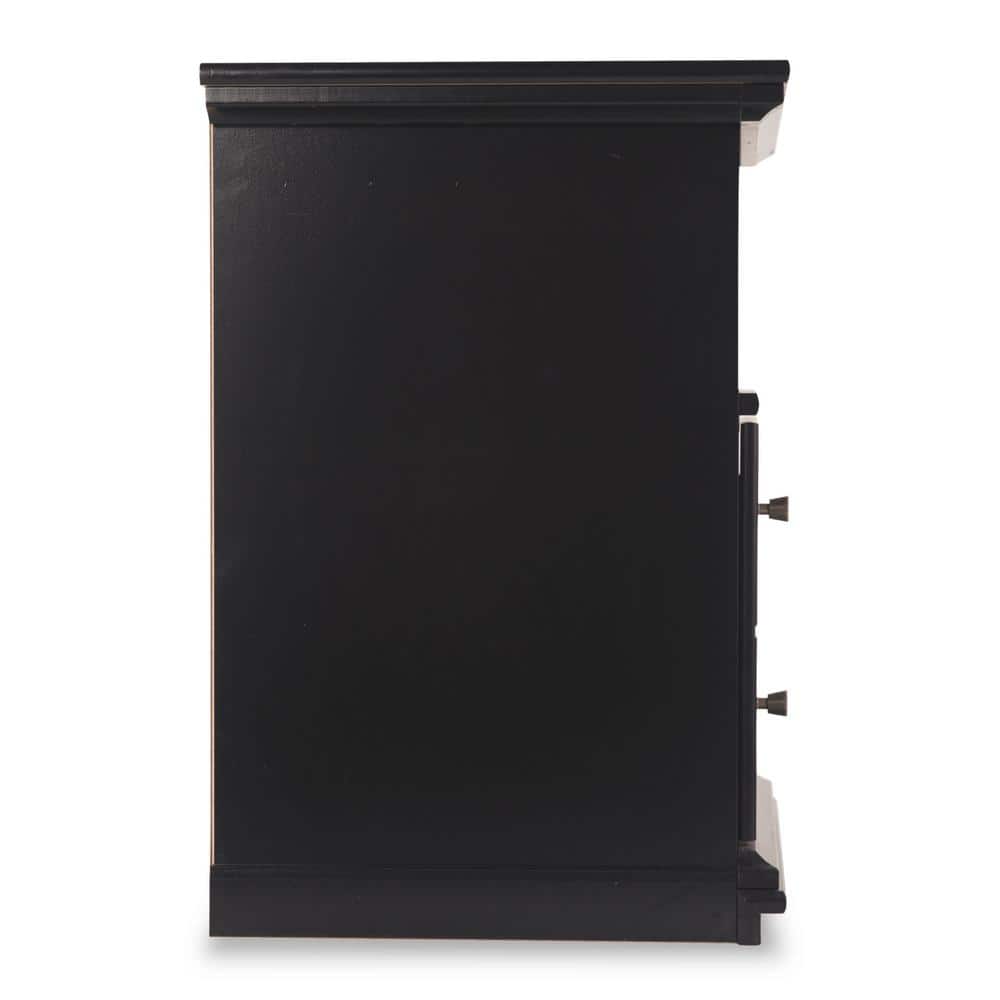 Black Contemporary 2-Drawer Nightstand with Pewter Knobs