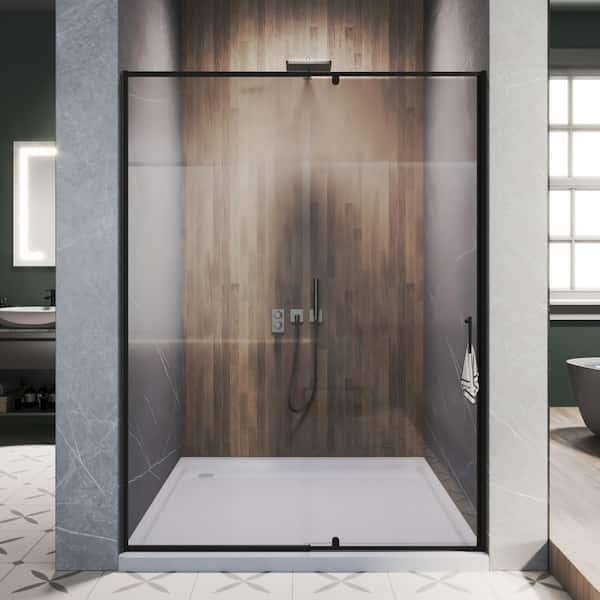 ORGANNICE 50 to 54 in. W x 71 in. H Framed Pivot Shower Door in Black with Clear Glass
