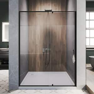 50 in. to 54 in. W x 71 in. H Framed Pivot Shower Door in Matte Black with Clear Tempered Glass