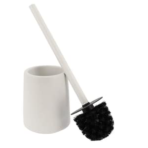 White Stoneware Toilet Bowl Brush and Holder - Sleek Round Design for Stylish and Functional Cleaning