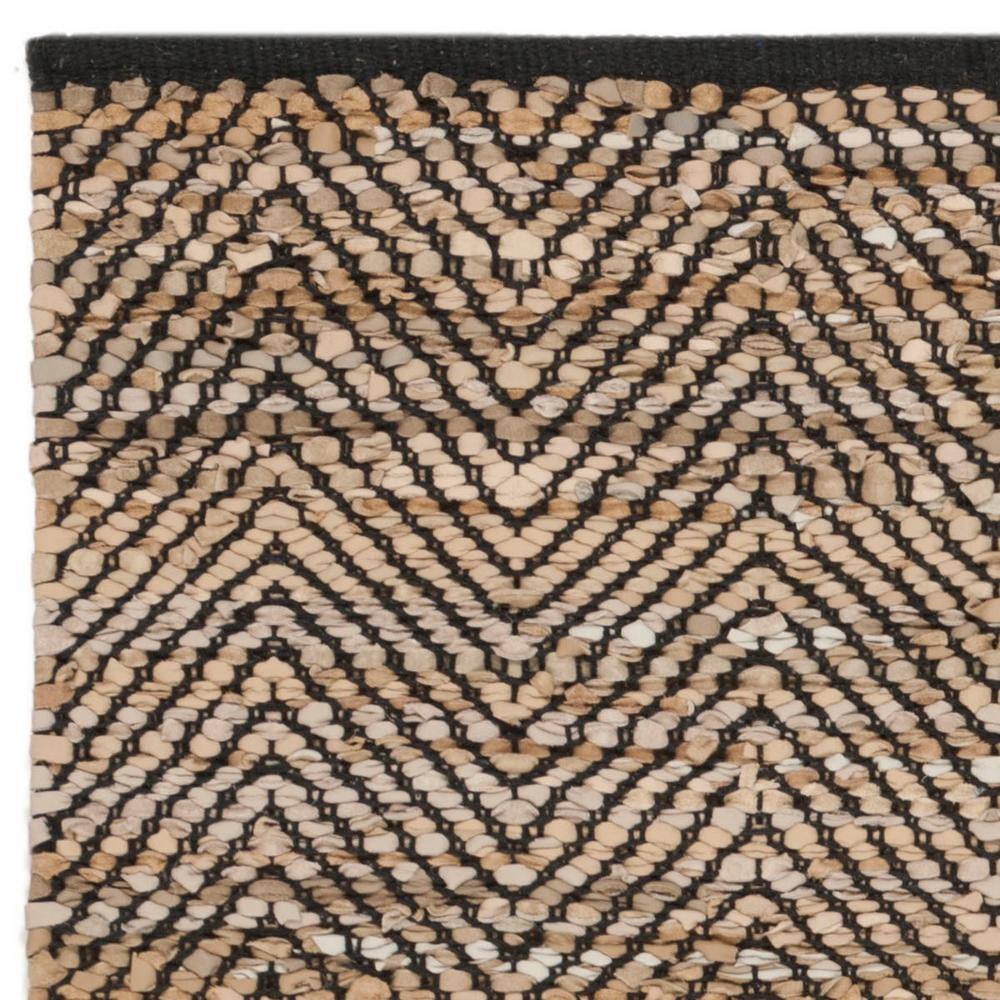 Handwoven Mod-Chic Black Cowhide Leather 3' x 5' Area Rug